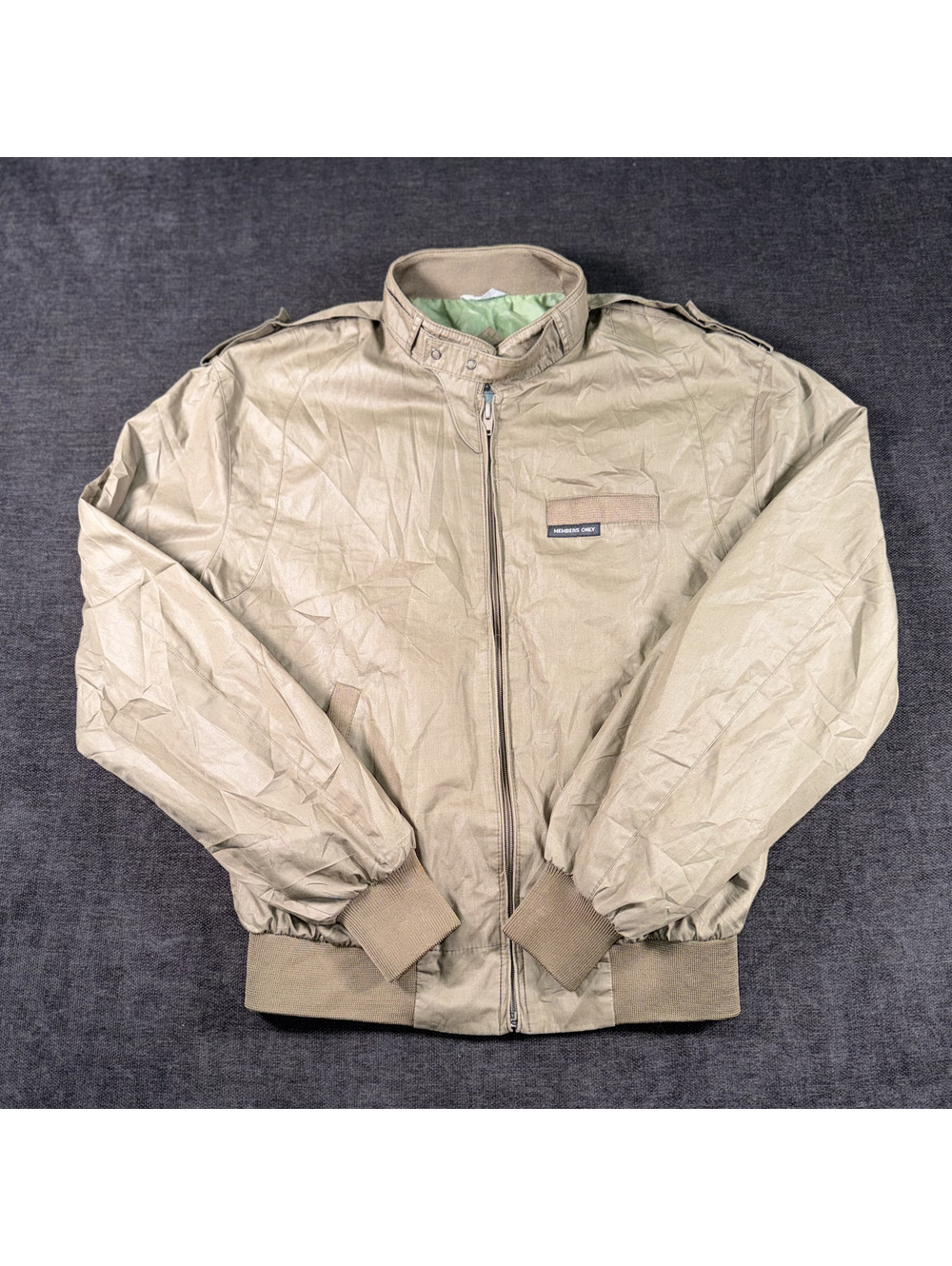 Members Only Vintage Beige Bomber Jacket Size 40